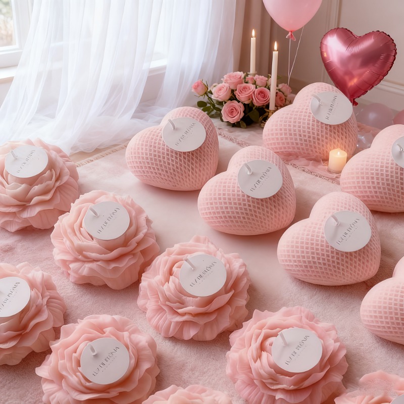 2pcs Peony Flower Woven Heart  - Candle Making Bath 评论和价格
