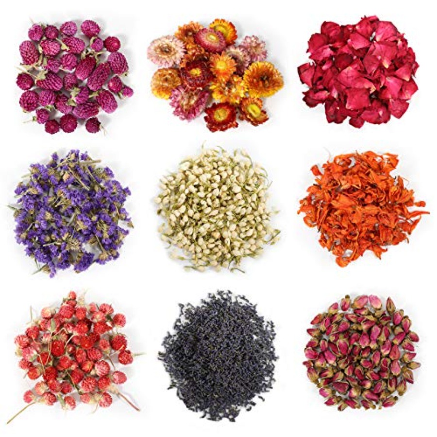 9 Bags Dried Flowers, 100% Nat - Candle Making Bath 评论和价格