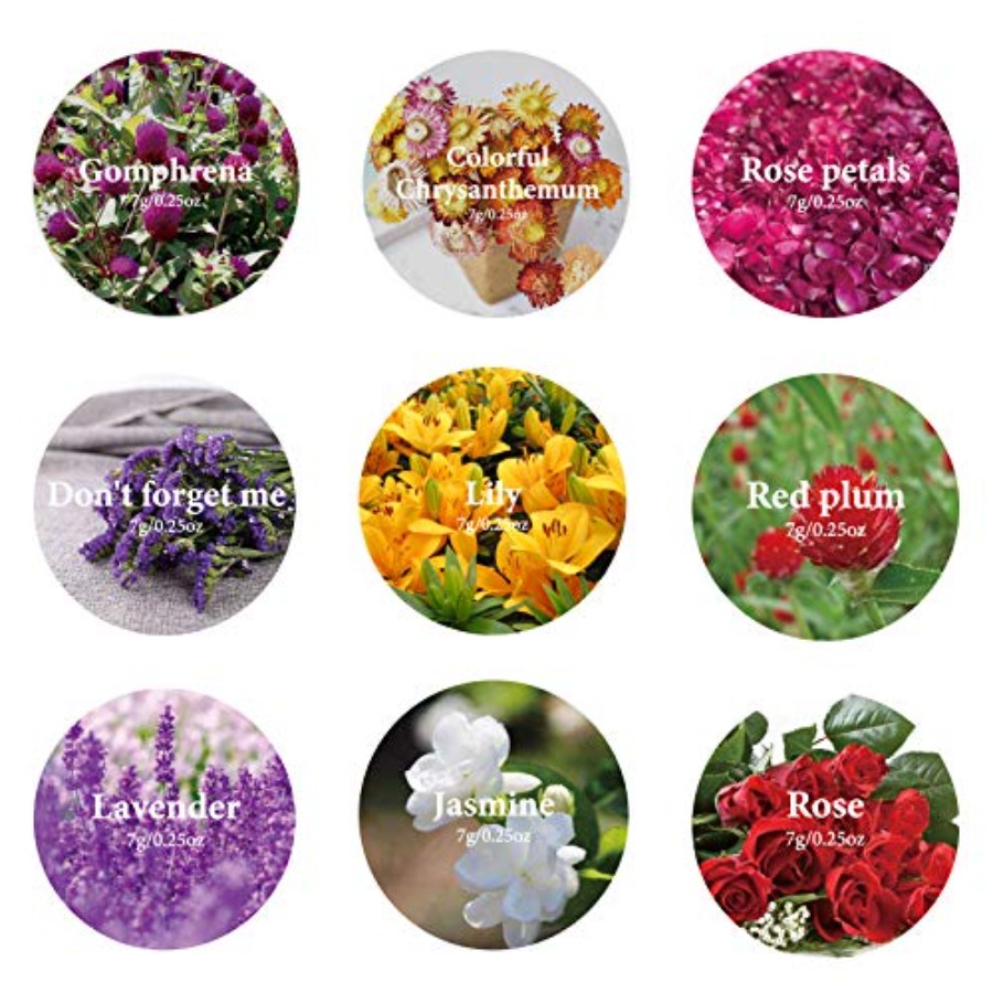 9 Bags Dried Flowers, 100% Nat - Candle Making Bath 评论和价格