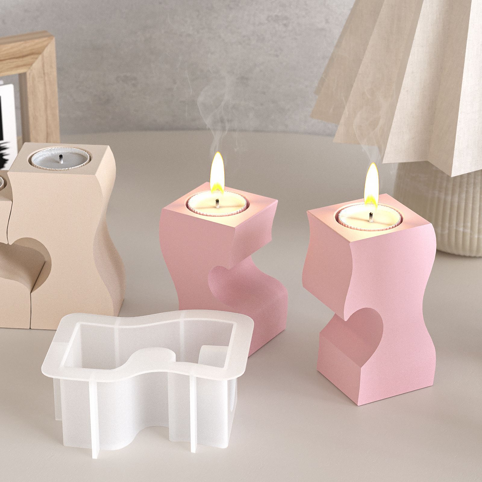 S Heart Candlestick Silicone M - Candle Making Moulds 评论和价格
