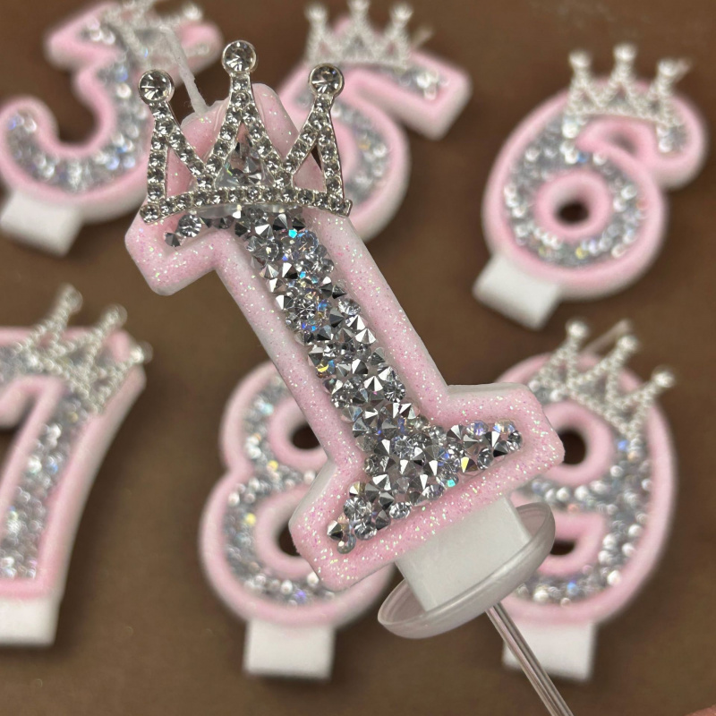 Digital Candles 0-9 Pink Silve - Paraffin Candle Wax 评论和价格