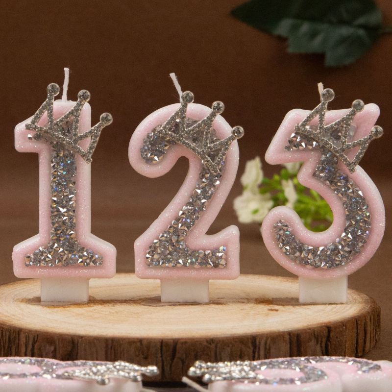 Digital Candles 0-9 Pink Silve - Paraffin Candle Wax 评论和价格