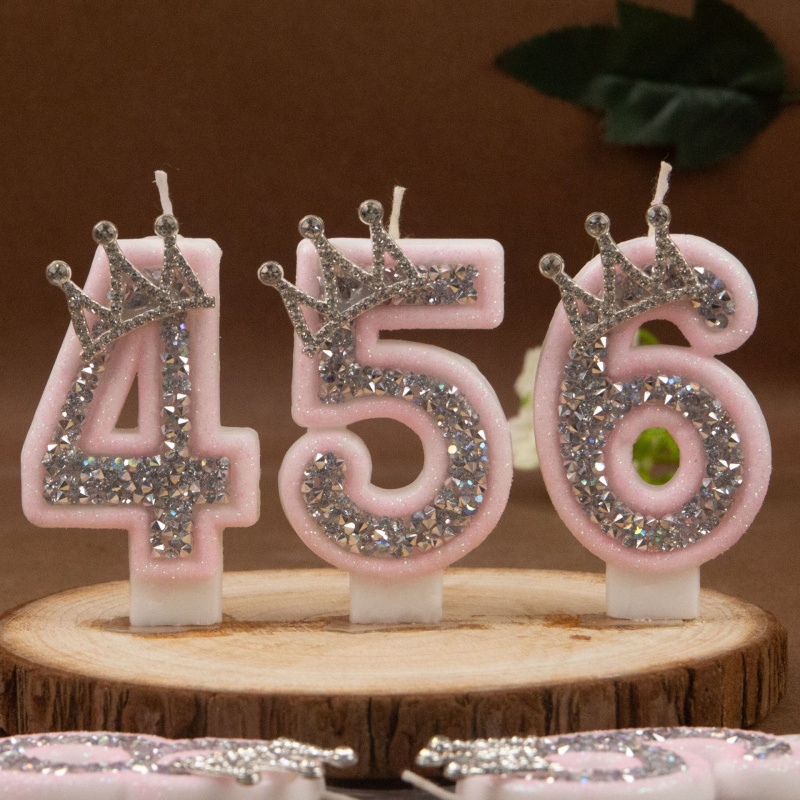 Digital Candles 0-9 Pink Silve - Paraffin Candle Wax 评论和价格