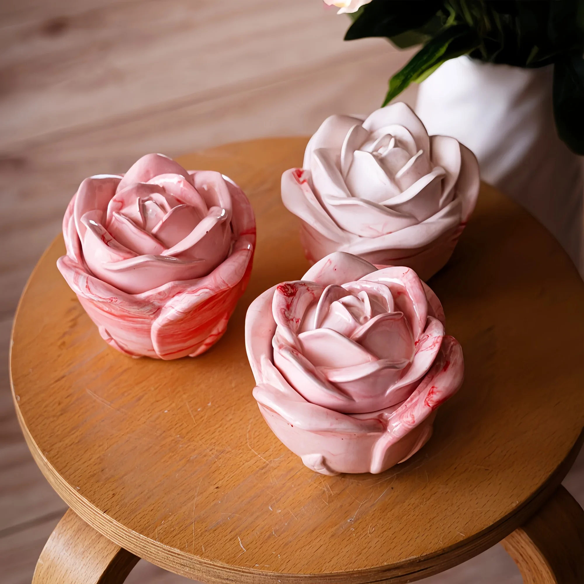 2-Piece Set Rose Shaped Silico - Candle Making Moulds 评论和价格