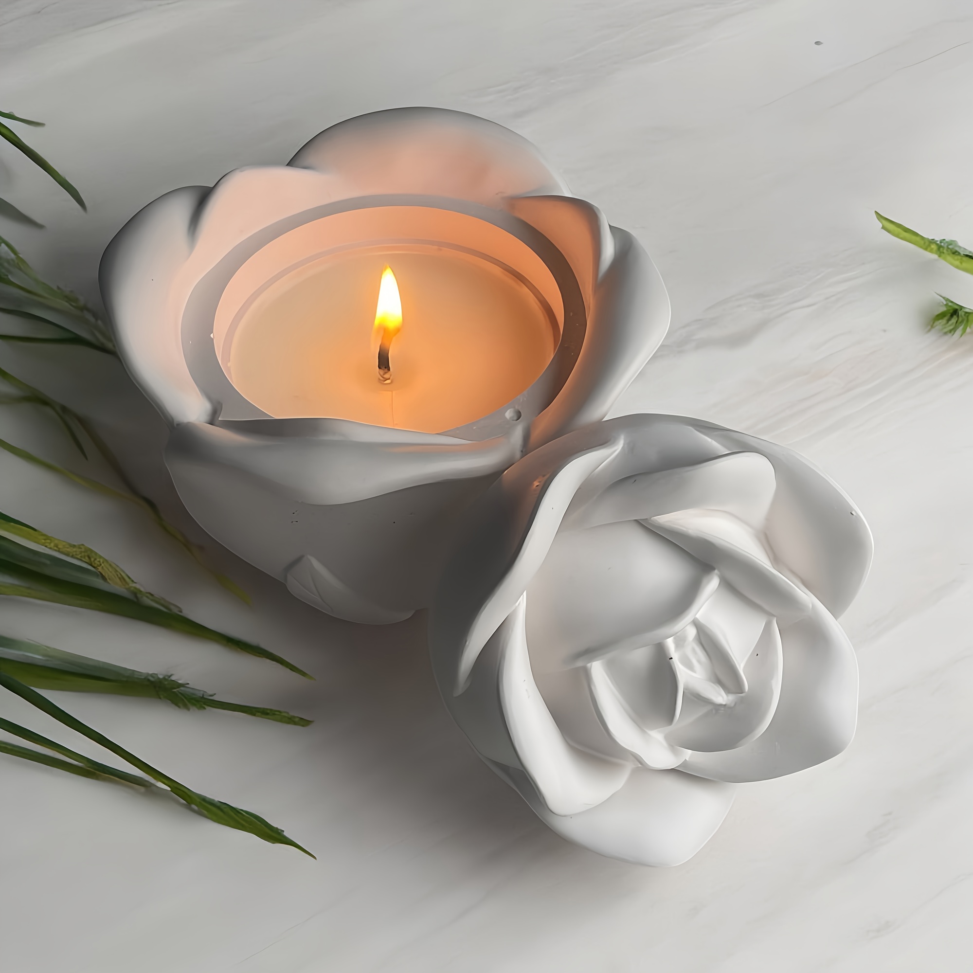 2-Piece Set Rose Shaped Silico - Candle Making Moulds 评论和价格