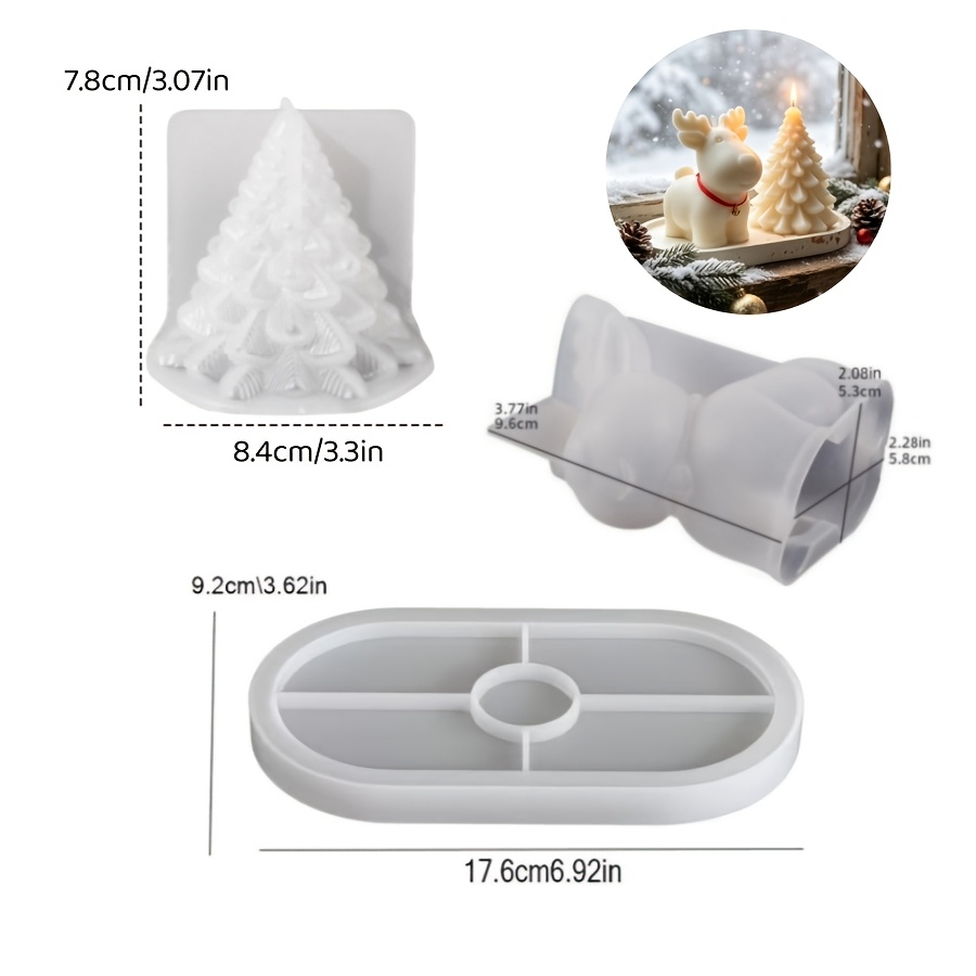 Clay Silicone Mold 3pcs Set: C - Candle Making Kit Diy 评论和价格
