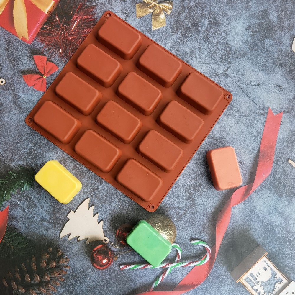 12 Cavity Square Silicone Soap - Candle Making Date Night 评论和价格