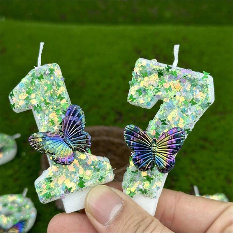 1Pc Green Sequins Number 0-9 B - Paraffin Candle Wax 评论和价格
