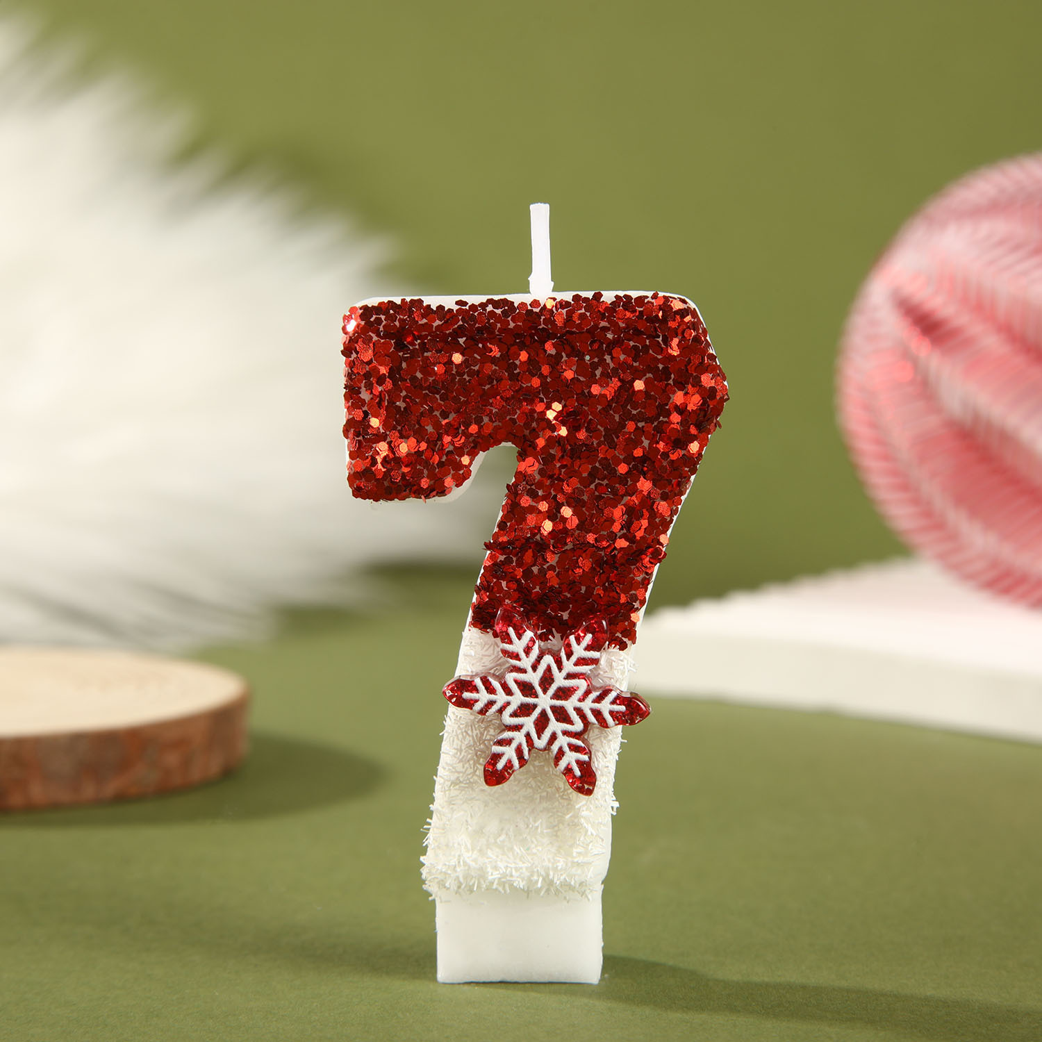 Red White Sequined Birthday Ca - Paraffin Candle Wax 评论和价格