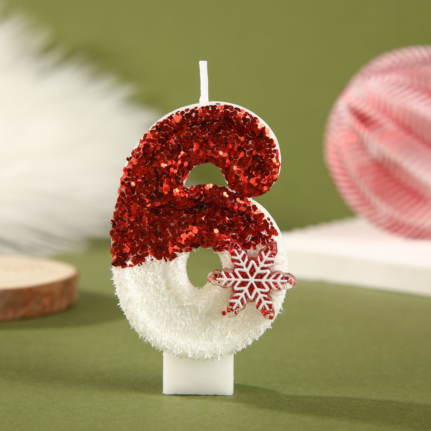 Red White Sequined Birthday Ca - Paraffin Candle Wax 评论和价格