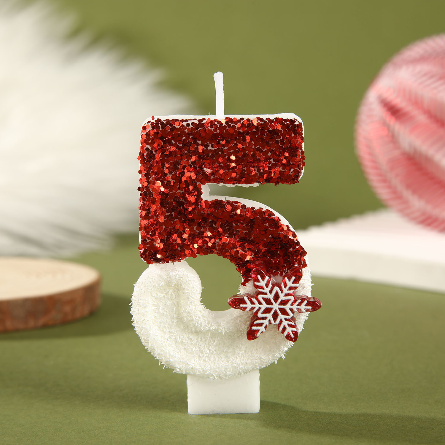 Red White Sequined Birthday Ca - Paraffin Candle Wax 评论和价格