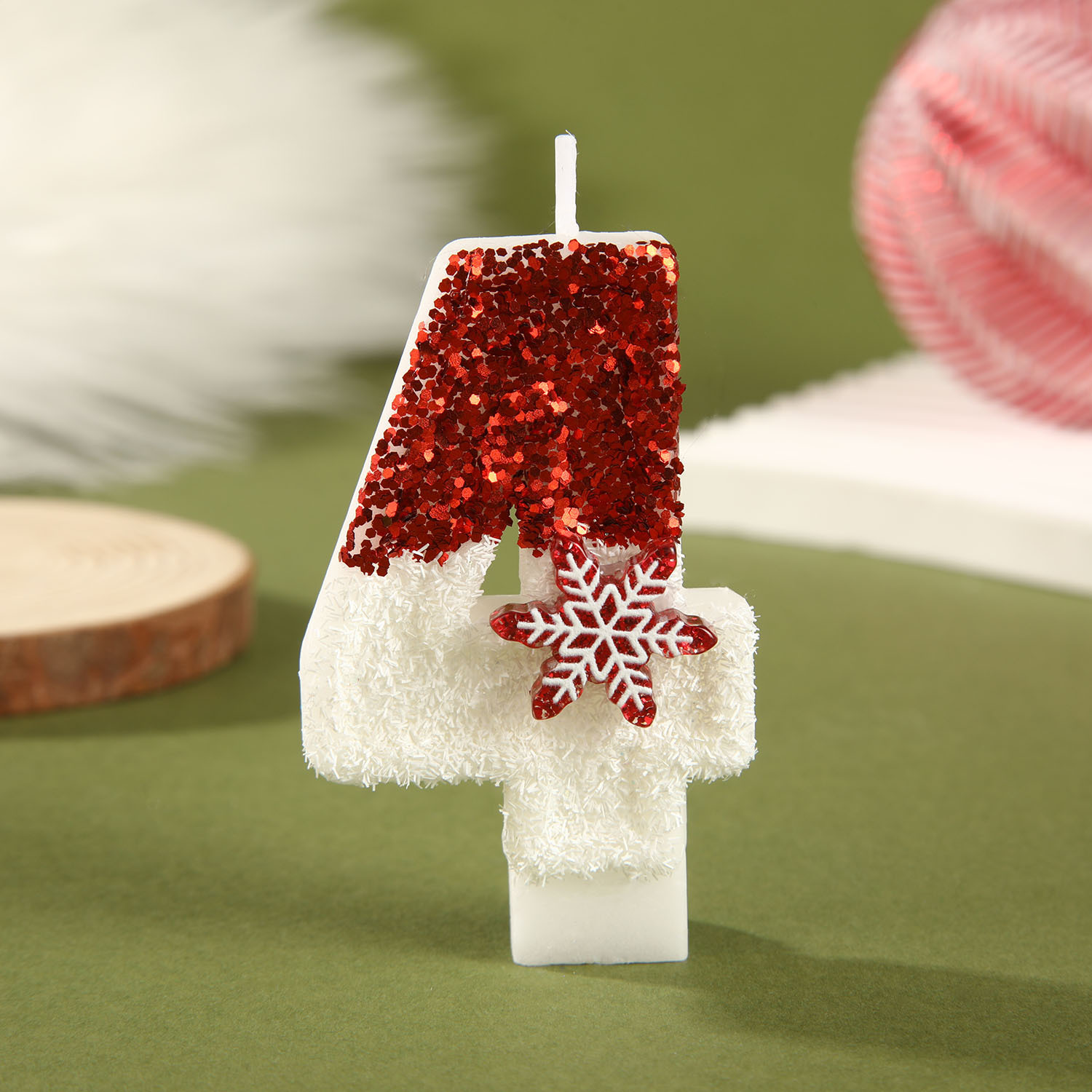 Red White Sequined Birthday Ca - Paraffin Candle Wax 评论和价格